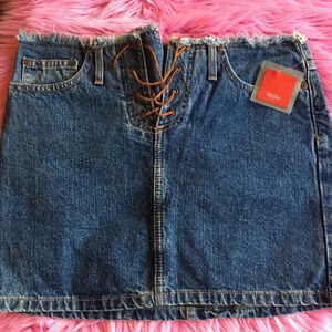 MOSSIMO Cotton Lace Up Jean Mini Skirt Size 5 **NEW